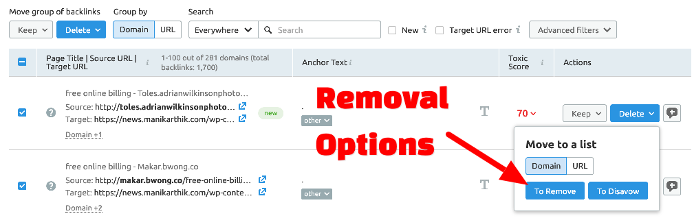 How to disavow with SEMrush